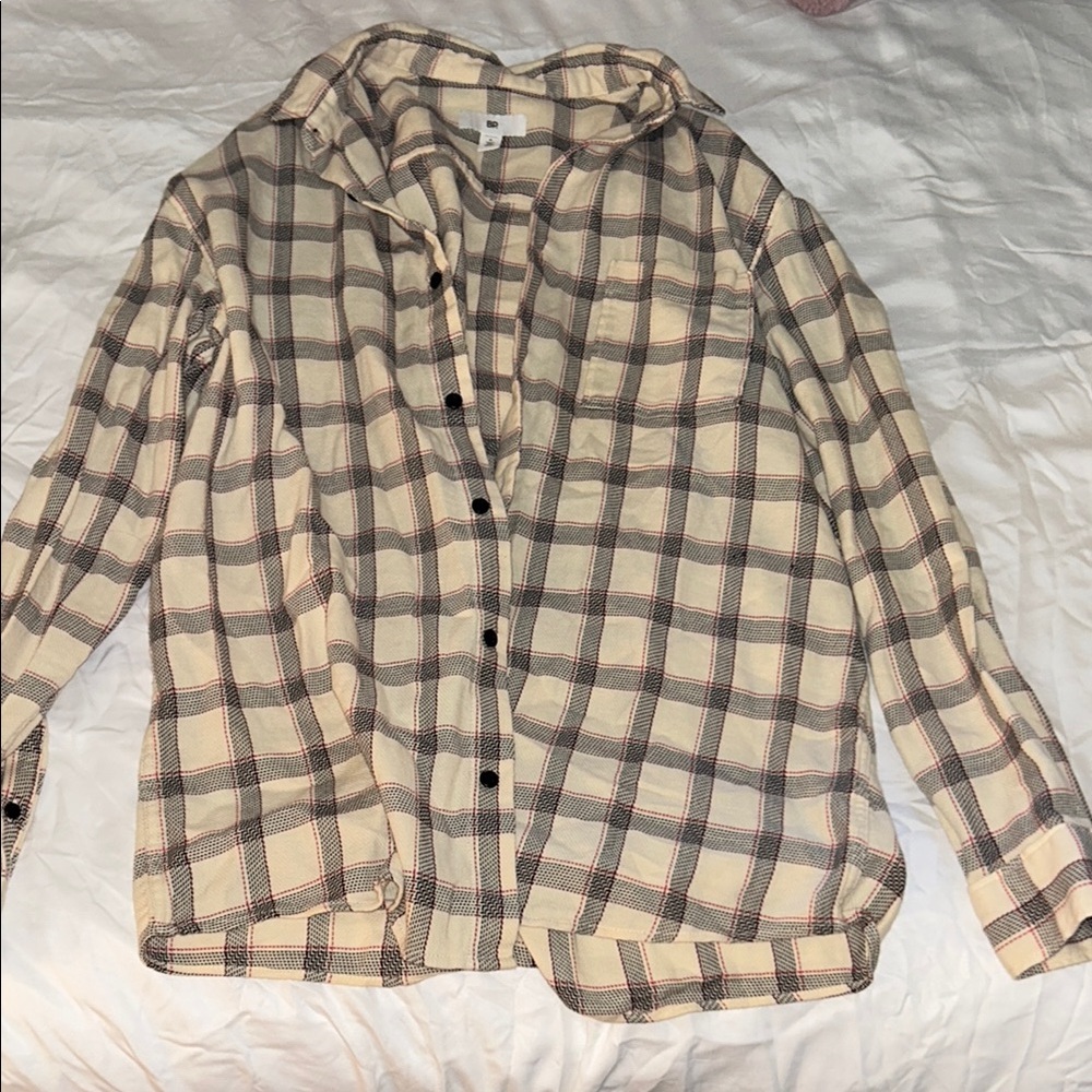 BP Cream and Gray Checkered Men's Shirt